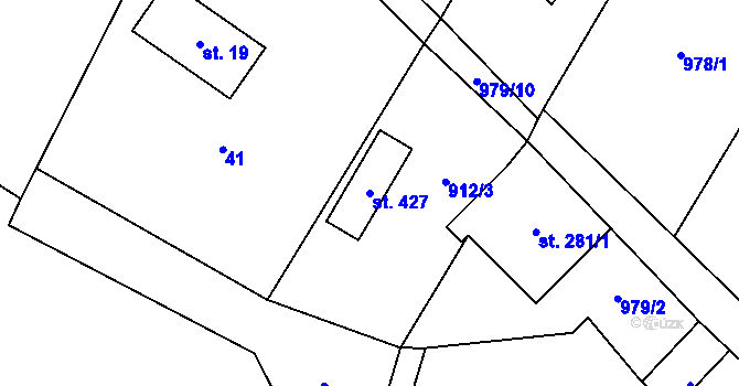 Parcela st. 427 v KÚ Bozkov, Katastrální mapa