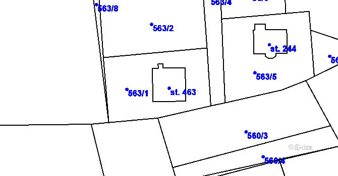 Parcela st. 463 v KÚ Bozkov, Katastrální mapa