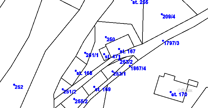 Parcela st. 471 v KÚ Bozkov, Katastrální mapa