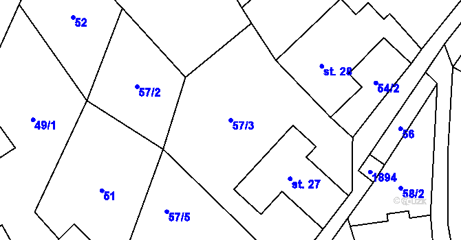 Parcela st. 57/3 v KÚ Bozkov, Katastrální mapa