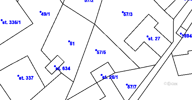 Parcela st. 57/5 v KÚ Bozkov, Katastrální mapa