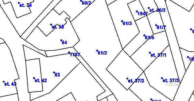 Parcela st. 61/2 v KÚ Bozkov, Katastrální mapa