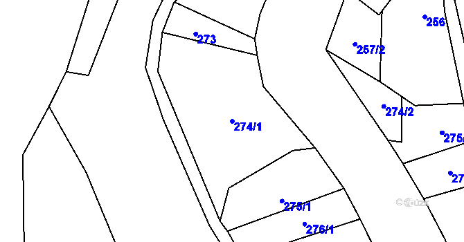 Parcela st. 274/1 v KÚ Bozkov, Katastrální mapa