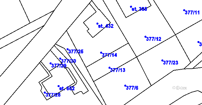 Parcela st. 377/14 v KÚ Bozkov, Katastrální mapa