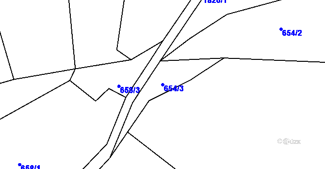 Parcela st. 654/3 v KÚ Bozkov, Katastrální mapa