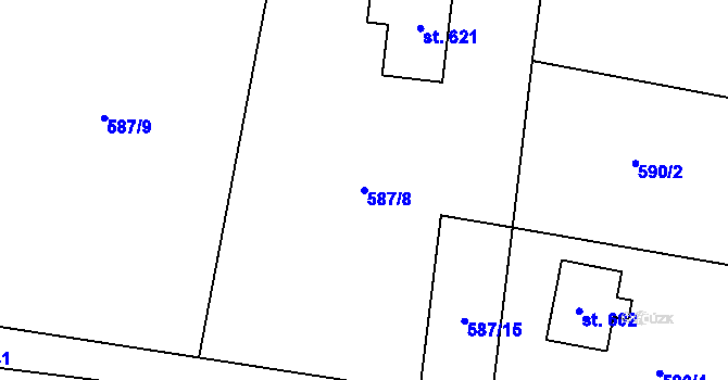 Parcela st. 587/8 v KÚ Bozkov, Katastrální mapa