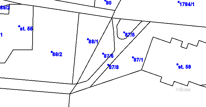 Parcela st. 87/6 v KÚ Bozkov, Katastrální mapa