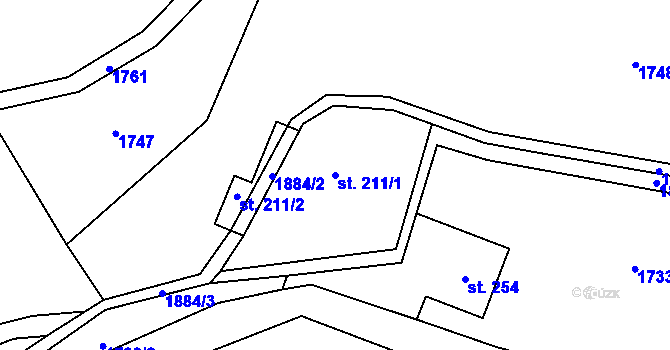 Parcela st. 211/1 v KÚ Bozkov, Katastrální mapa