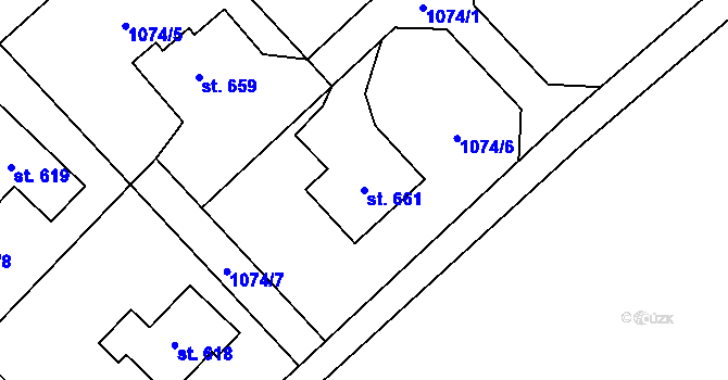 Parcela st. 661 v KÚ Bozkov, Katastrální mapa