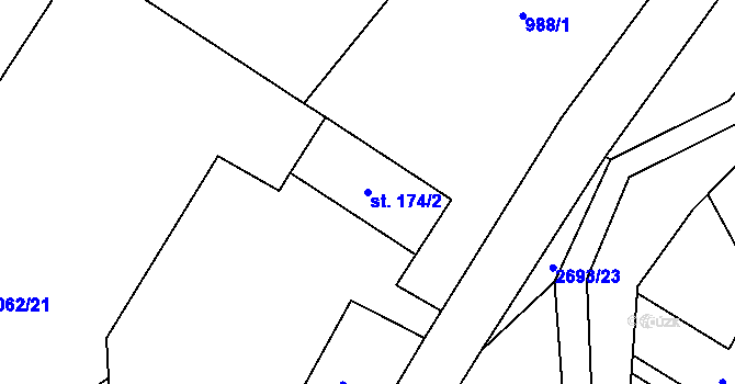 Parcela st. 174/2 v KÚ Božanov, Katastrální mapa