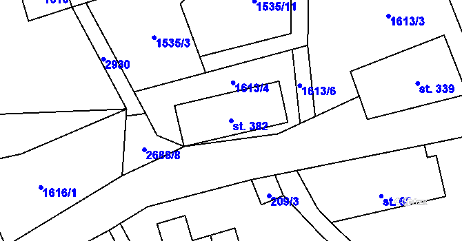 Parcela st. 382 v KÚ Božanov, Katastrální mapa