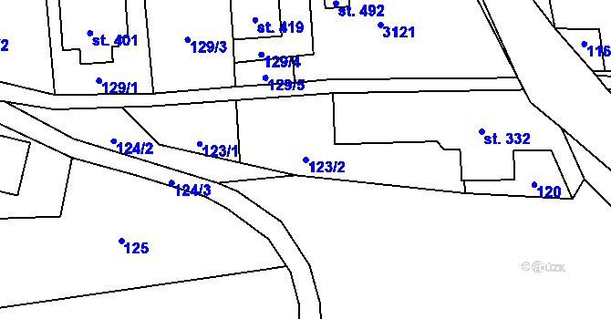 Parcela st. 123/2 v KÚ Božanov, Katastrální mapa