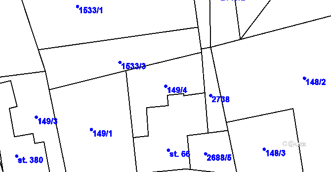 Parcela st. 149/4 v KÚ Božanov, Katastrální mapa