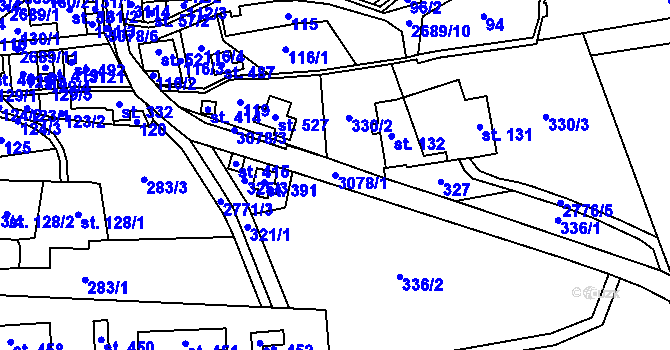 Parcela st. 3078/1 v KÚ Božanov, Katastrální mapa