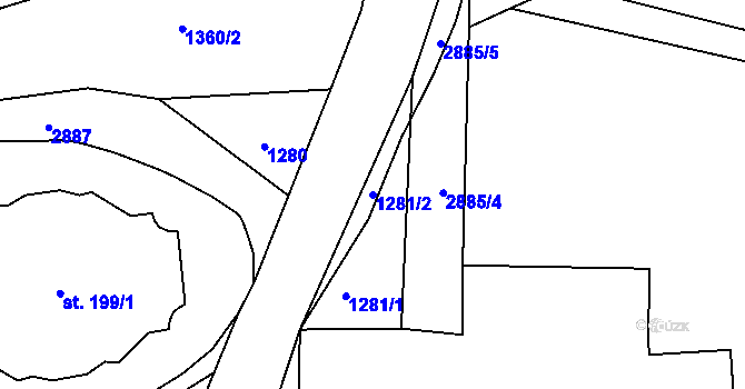 Parcela st. 1281/2 v KÚ Božanov, Katastrální mapa
