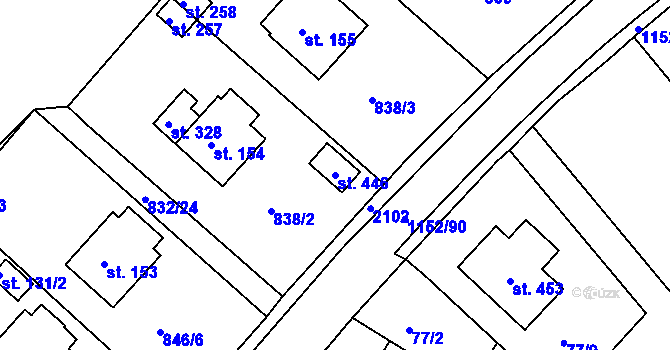 Parcela st. 446 v KÚ Božejov, Katastrální mapa
