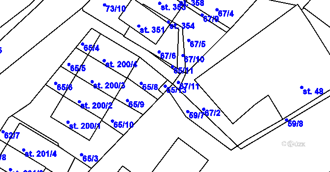 Parcela st. 65/13 v KÚ Božejov, Katastrální mapa