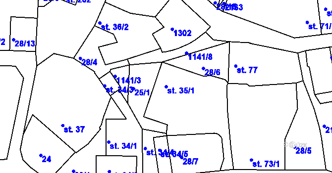 Parcela st. 35/1 v KÚ Božejov, Katastrální mapa