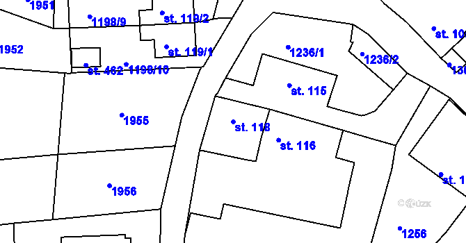 Parcela st. 118 v KÚ Božejov, Katastrální mapa