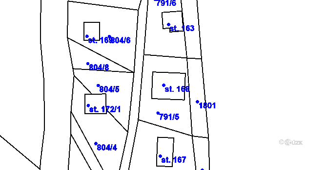 Parcela st. 168 v KÚ Božejov, Katastrální mapa