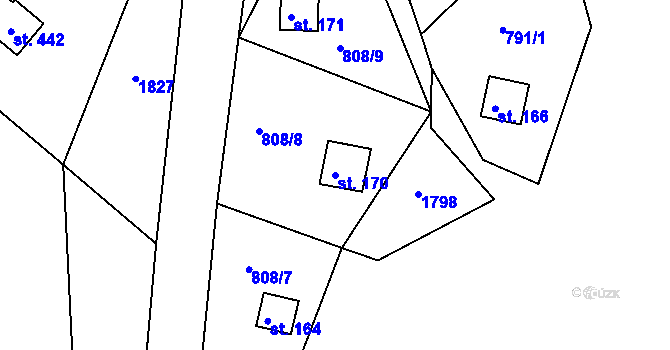 Parcela st. 170 v KÚ Božejov, Katastrální mapa