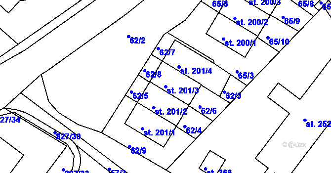Parcela st. 201/3 v KÚ Božejov, Katastrální mapa