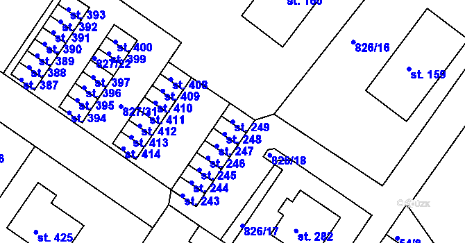 Parcela st. 249 v KÚ Božejov, Katastrální mapa