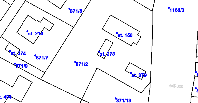 Parcela st. 278 v KÚ Božejov, Katastrální mapa