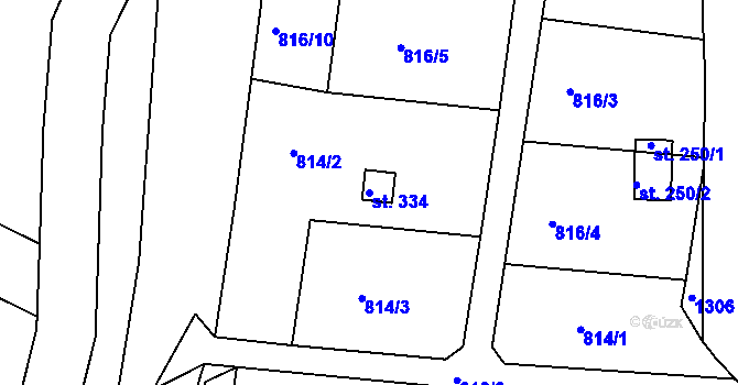 Parcela st. 334 v KÚ Božejov, Katastrální mapa