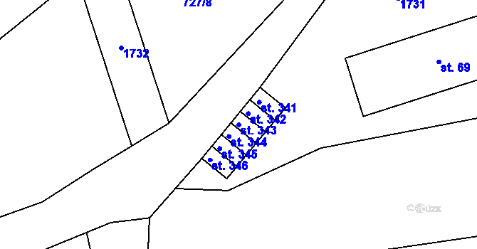 Parcela st. 343 v KÚ Božejov, Katastrální mapa