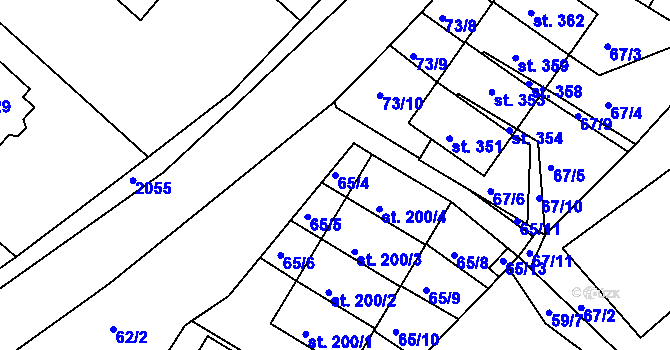 Parcela st. 65/4 v KÚ Božejov, Katastrální mapa