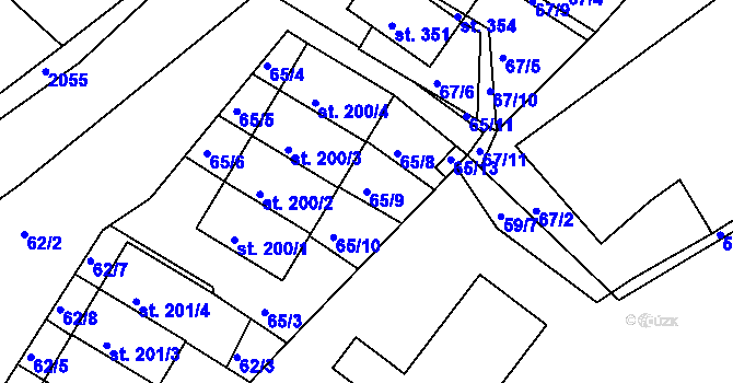 Parcela st. 65/9 v KÚ Božejov, Katastrální mapa