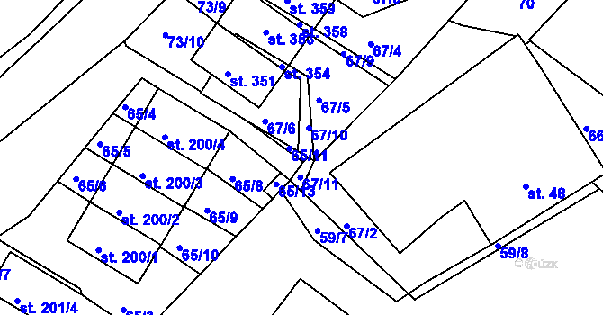 Parcela st. 65/12 v KÚ Božejov, Katastrální mapa