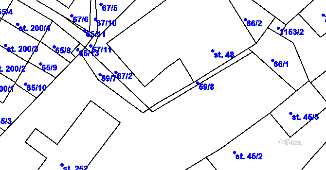 Parcela st. 67/1 v KÚ Božejov, Katastrální mapa
