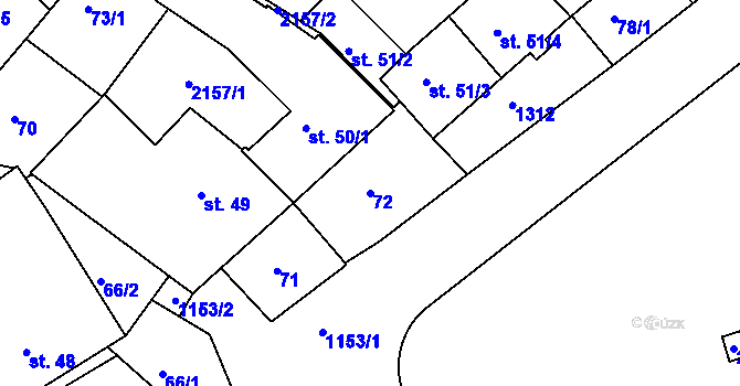 Parcela st. 72 v KÚ Božejov, Katastrální mapa