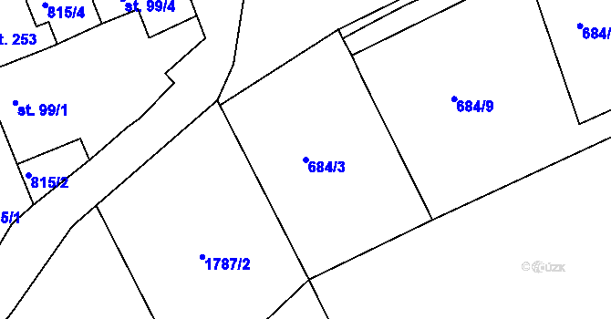 Parcela st. 684/3 v KÚ Božejov, Katastrální mapa