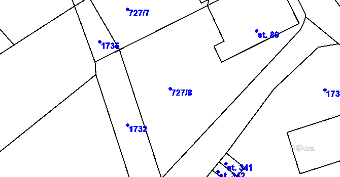 Parcela st. 727/8 v KÚ Božejov, Katastrální mapa