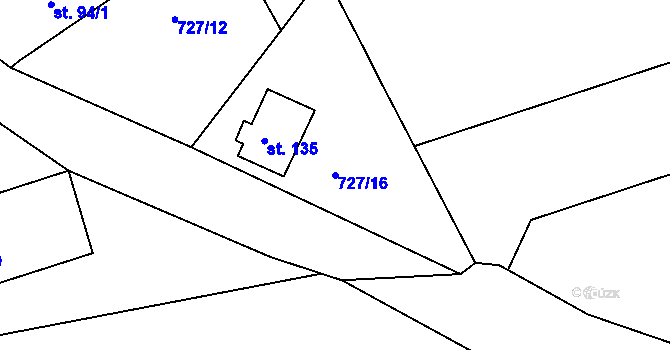 Parcela st. 727/16 v KÚ Božejov, Katastrální mapa