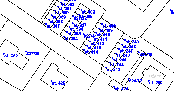 Parcela st. 413 v KÚ Božejov, Katastrální mapa