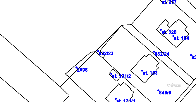 Parcela st. 832/23 v KÚ Božejov, Katastrální mapa