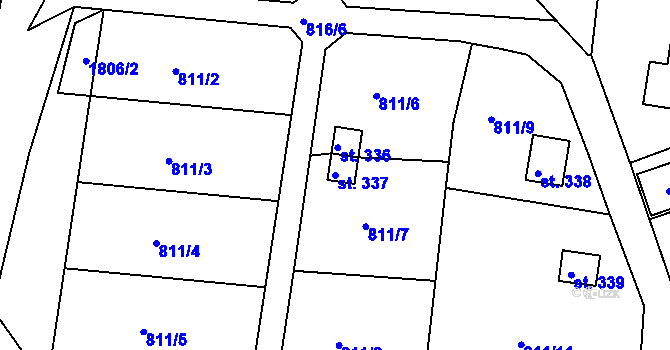 Parcela st. 337 v KÚ Božejov, Katastrální mapa