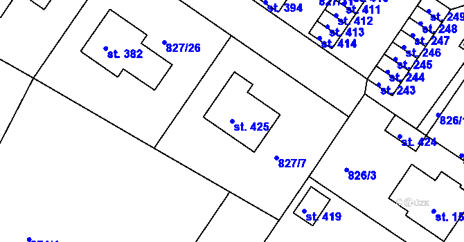 Parcela st. 425 v KÚ Božejov, Katastrální mapa