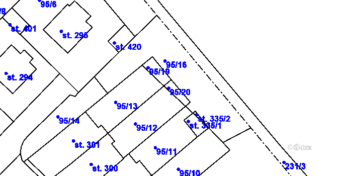 Parcela st. 95/20 v KÚ Božejov, Katastrální mapa