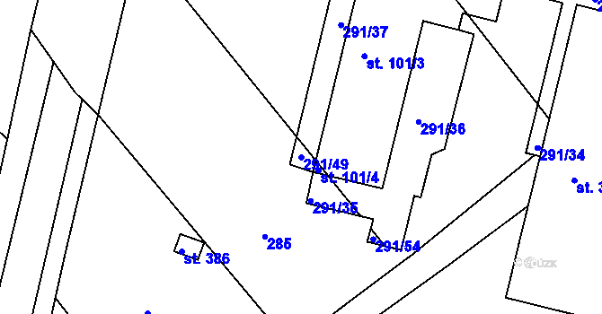 Parcela st. 291/49 v KÚ Božejov, Katastrální mapa