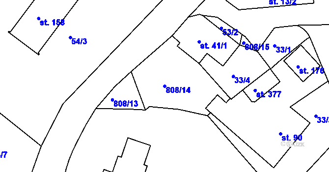 Parcela st. 808/14 v KÚ Božejov, Katastrální mapa