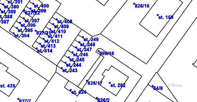 Parcela st. 826/18 v KÚ Božejov, Katastrální mapa