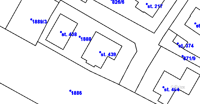 Parcela st. 439 v KÚ Božejov, Katastrální mapa