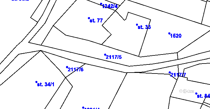 Parcela st. 2117/5 v KÚ Božejovice, Katastrální mapa