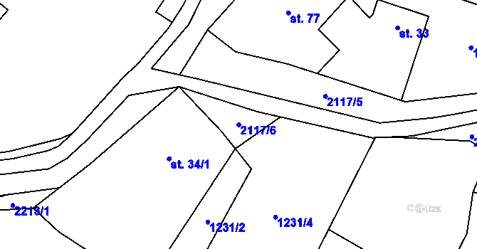 Parcela st. 2117/6 v KÚ Božejovice, Katastrální mapa
