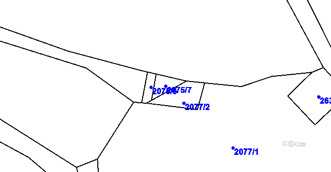 Parcela st. 2075/7 v KÚ Božejovice, Katastrální mapa